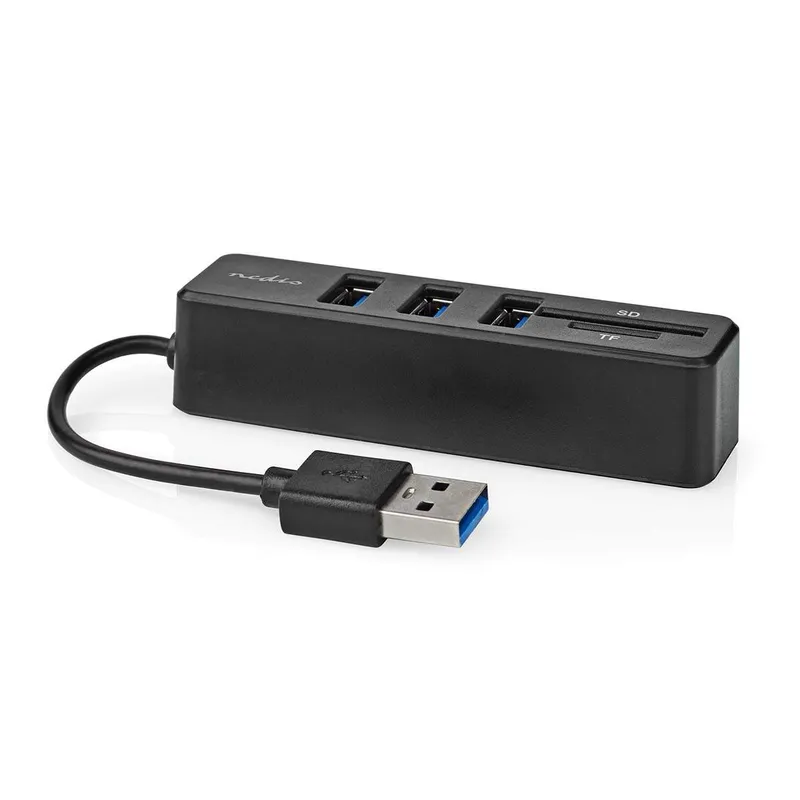 Bild 1 för Nedis USB-hub | 1x USB-A | 3x USB A Female | 5 port(s) USB Hub - USB 2.0 - 4 porte - Svart