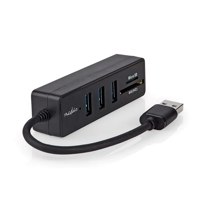 Bild 1 för Nedis USB Hub, 3x USB-A / 1x SD / 1x MicroSD, 5Gbps - Svart