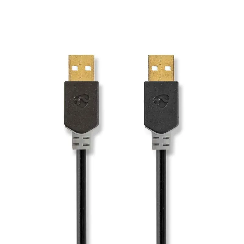 Bild 1 för Nedis USB-kabel | USB 2.0 | USB-A Hane | USB-A Hane | 480 Mbps | Guldplaterad | 2.00 m | Rund | PVC | Antracit | Låda