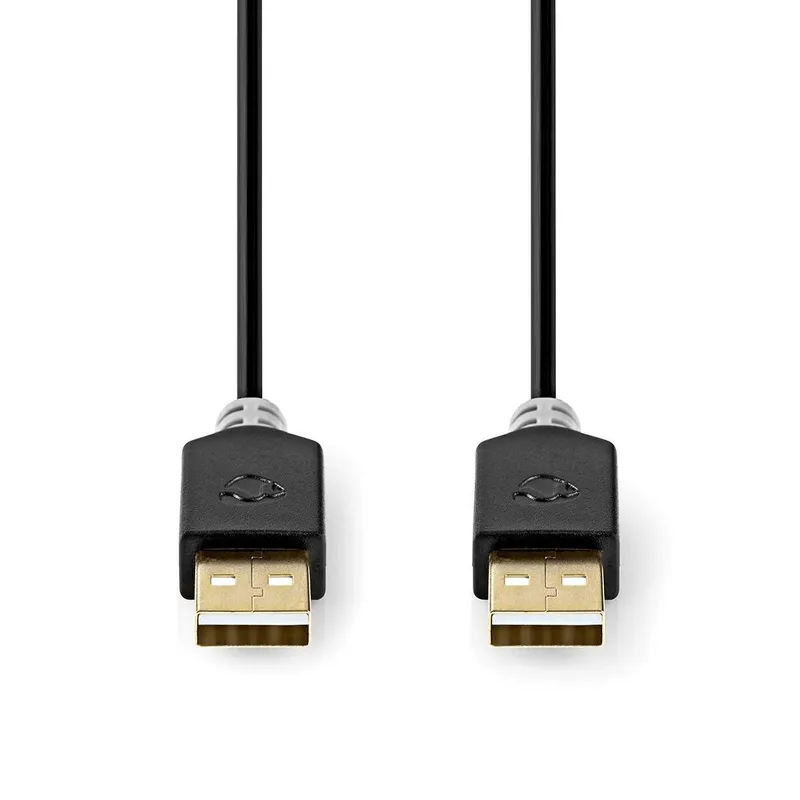 Bild 2 för Nedis USB-kabel | USB 2.0 | USB-A Hane | USB-A Hane | 480 Mbps | Guldplaterad | 2.00 m | Rund | PVC | Antracit | Låda