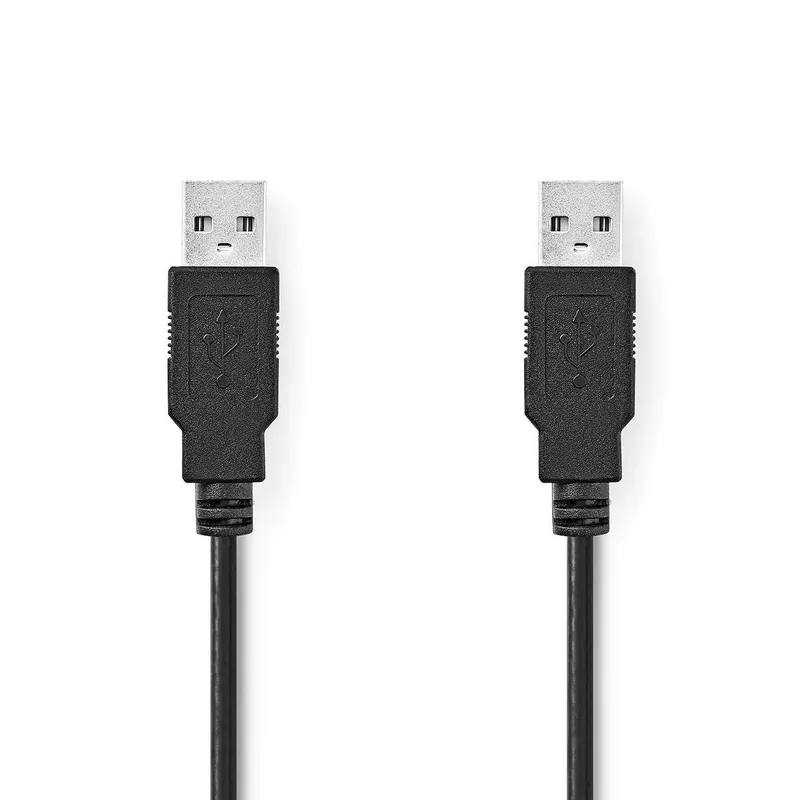 Bild 1 för Nedis USB-kabel | USB 2.0 | USB-A Hane | USB-A Hane | 480 Mbps | Nickelplaterad | 2.00 m | Rund | PVC | Svart | Label