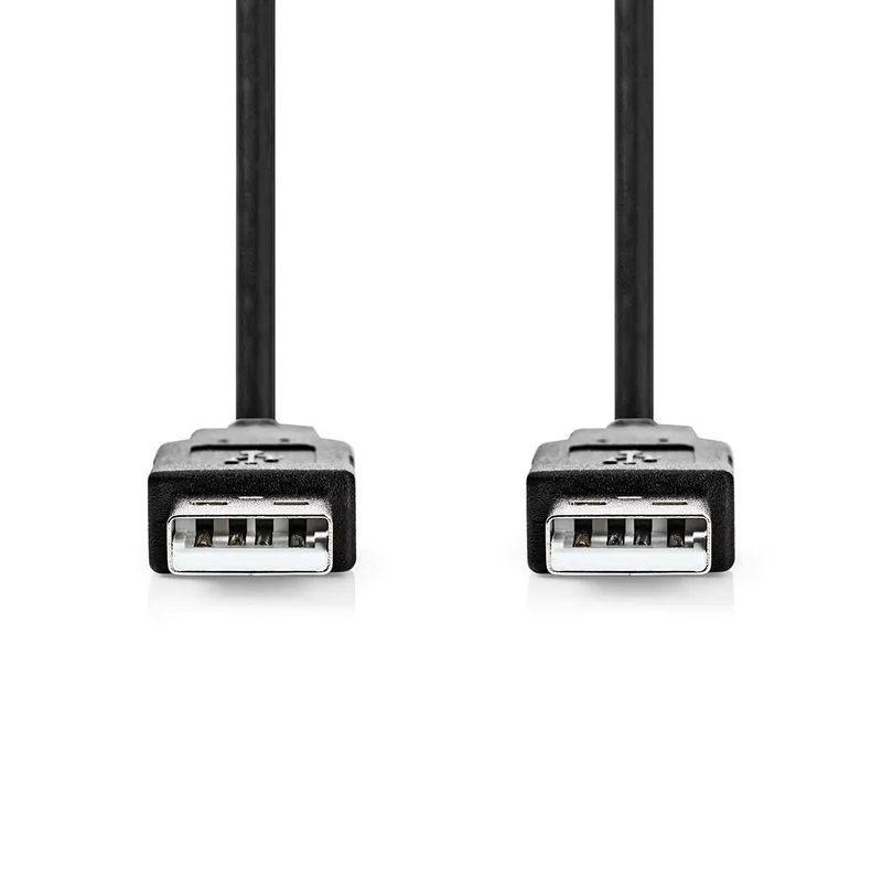 Bild 2 för Nedis USB-kabel | USB 2.0 | USB-A Hane | USB-A Hane | 480 Mbps | Nickelplaterad | 2.00 m | Rund | PVC | Svart | Label