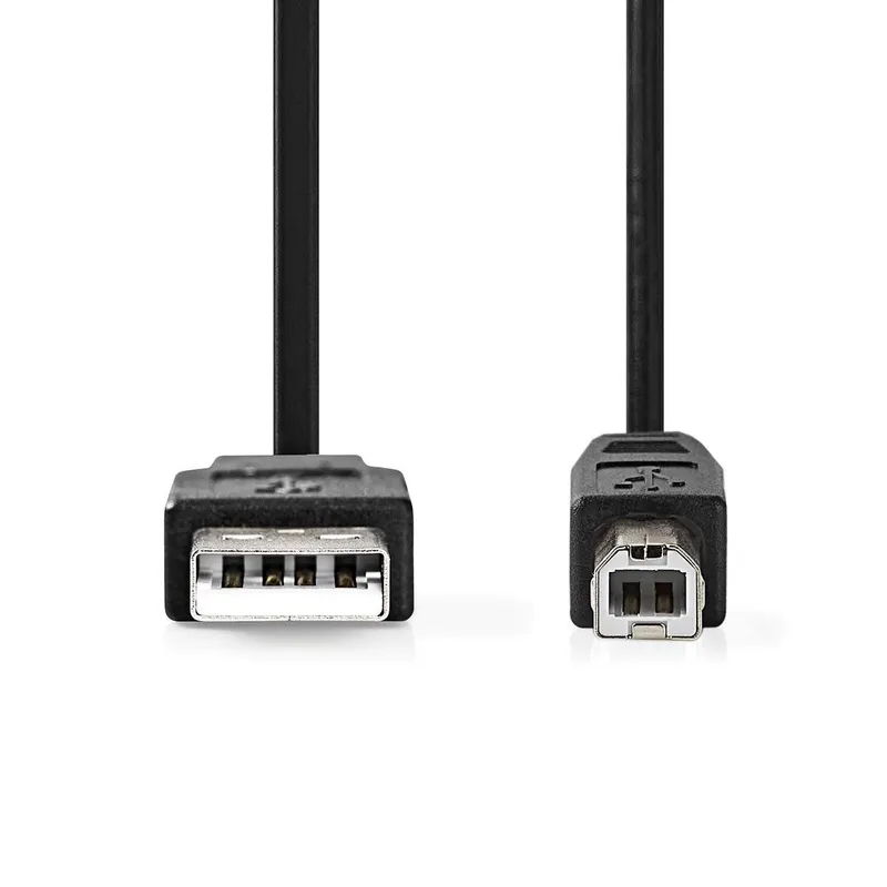 Bild 2 för Nedis USB-kabel | USB 2.0 | USB-A Hane | USB-B Hane | 10 W | 480 Mbps | Nickelplaterad | 3.00 m | Rund | PVC | Svart | Label