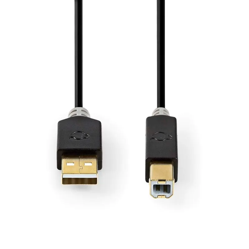 Bild 2 för Nedis USB-kabel | USB 2.0 | USB-A Hane | USB-B Hane | 480 Mbps | Guldplaterad | 1.00 m | Rund | PVC | Antracit | Låda