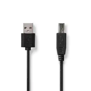 Produktfoto för Nedis USB-kabel | USB 2.0 | USB-A Hane | USB-B Hane | 480 Mbps | Nickelplaterad | 2.00 m | Rund | PVC | Svart | Label