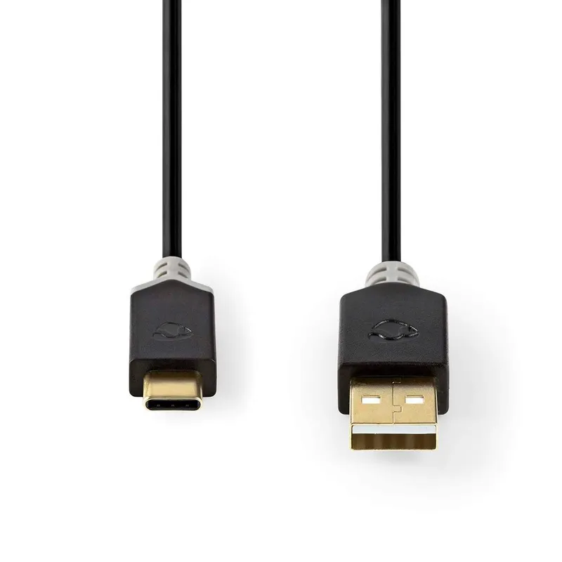 Bild 2 för Nedis USB-kabel | USB 2.0 | USB-A Hane | USB-C™ Hane | 60 W | 480 Mbps | Guldplaterad | 1.00 m | Rund | PVC | Antracit | Kartong med fönster