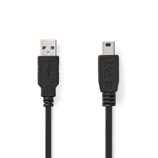 Produktfoto för Nedis USB-kabel | USB 2.0 | USB-A Hane | USB Mini-B 5 pin Hane | 480 Mbps | Nickelplaterad | 2.00 m | Rund | PVC | Svart | Låda