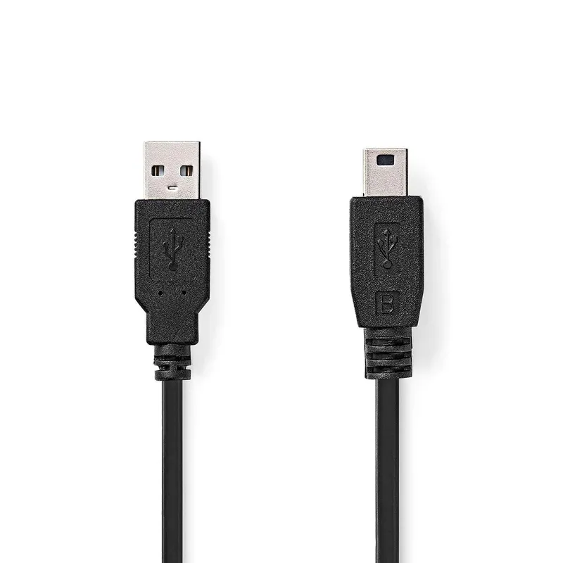 Bild 1 för Nedis USB-kabel | USB 2.0 | USB-A Hane | USB Mini-B 5 pin Hane | 480 Mbps | Nickelplaterad | 3.00 m | Rund | PVC | Svart | Label