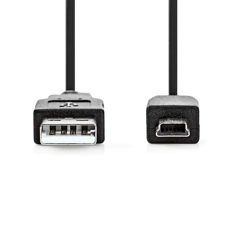 Bild 2 för Nedis USB-kabel | USB 2.0 | USB-A Hane | USB Mini-B 5 pin Hane | 480 Mbps | Nickelplaterad | 3.00 m | Rund | PVC | Svart | Label