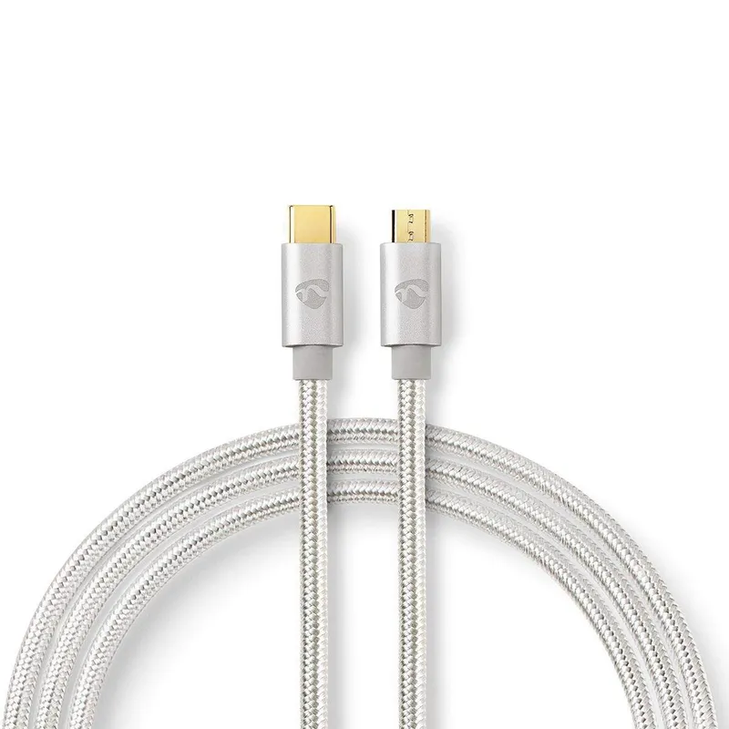 Bild 1 för Nedis USB-kabel | USB 2.0 | USB-C™ Hane | USB Micro-B Hane | 10 W | 480 Mbps | Guldplaterad | 2.00 m | Rund | Flätad / Nylon | Aluminium | Kartong med täckt fönster