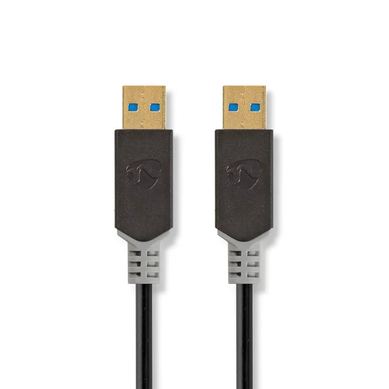 Bild 1 för Nedis USB-kabel | USB 3.2 Gen 1 | USB-A Hane | USB-A Hane | 5 Gbps | Guldplaterad | 2.00 m | Rund | PVC | Antracit | Låda