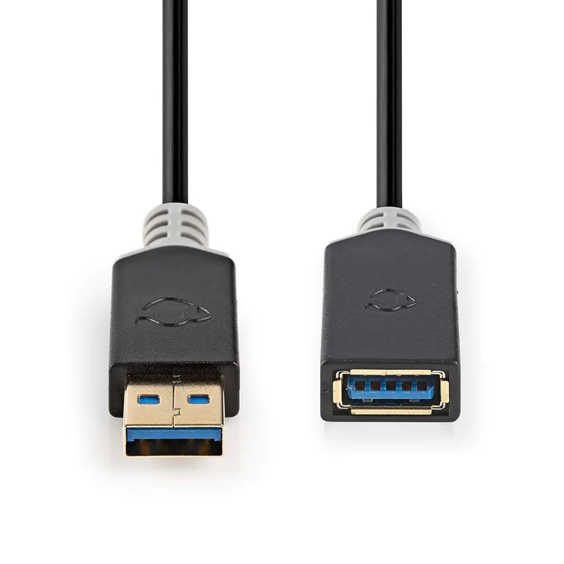 Bild 2 för Nedis USB-kabel | USB 3.2 Gen 1 | USB-A Hane | USB-A Hona | 5 Gbps | Guldplaterad | 2.00 m | Rund | PVC | Antracit | Låda