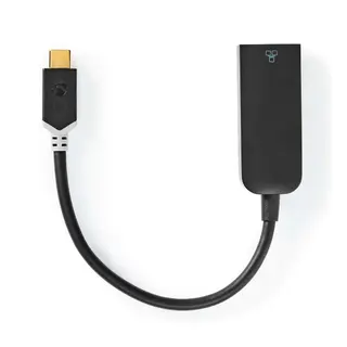 Produktfoto för Nedis USB-nätverksadapter, USB-C till RJ45 hona, 1000 Mbps, 0,2 m - Svart