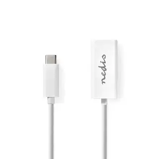 Produktfoto för Nedis USB-nätverksadapter, USB-C till RJ45 hona, 1000 Mbps, 0,2 m - Vit