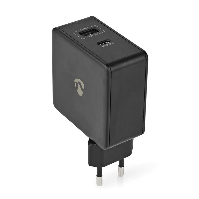Bild 1 för Nedis Väggladdare, 57W, PD, Snabbladdning, USB-C, USB-A - Svart