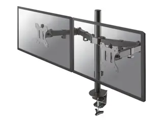 Produktfoto för Neomounts FPMA-D550D - Monteringssats - fullständig rörelse - för 2 LCD-bildskärmar - stål - svart - skärmstorlek: 10-32 - klämma, monterbar, skyddshylsa, disk-monteringsbar