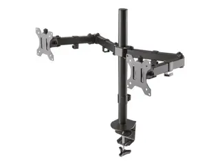Produktfoto för Neomounts FPMA-D550D - Monteringssats - fullständig rörelse - för 2 LCD-bildskärmar - stål - svart - skärmstorlek: 10-32 - klämma, monterbar, skyddshylsa, disk-monteringsbar