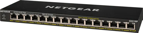Alternativ bild 0 för NETGEAR GS316P - Switch - ohanterad - 16 x 10/100/1000 (PoE+) - skrivbordsmodell, väggmonterbar - PoE+ (115 W)