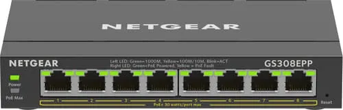 Alternativ bild 0 för NETGEAR Plus GS308EPP - Switch - smart - 8 x 10/100/1000 (PoE+) - skrivbordsmodell, väggmonterbar - PoE+ (123 W)