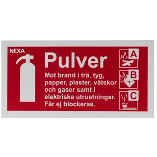 Produktfoto för NEXA Skylt Brandsläckare pulver 10x20cm