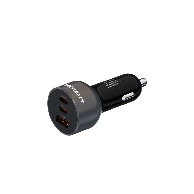 Alternativ bild 0 för NEXTBATT 128W Billaddare 2x USB-C/1xUSB-A - Svart/Grå