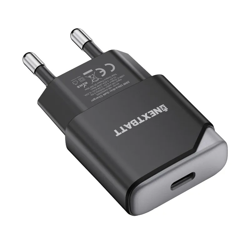 Alternativ bild 0 för NEXTBATT GaN 30W Slim Väggladdare USB-C – Svart/Grå