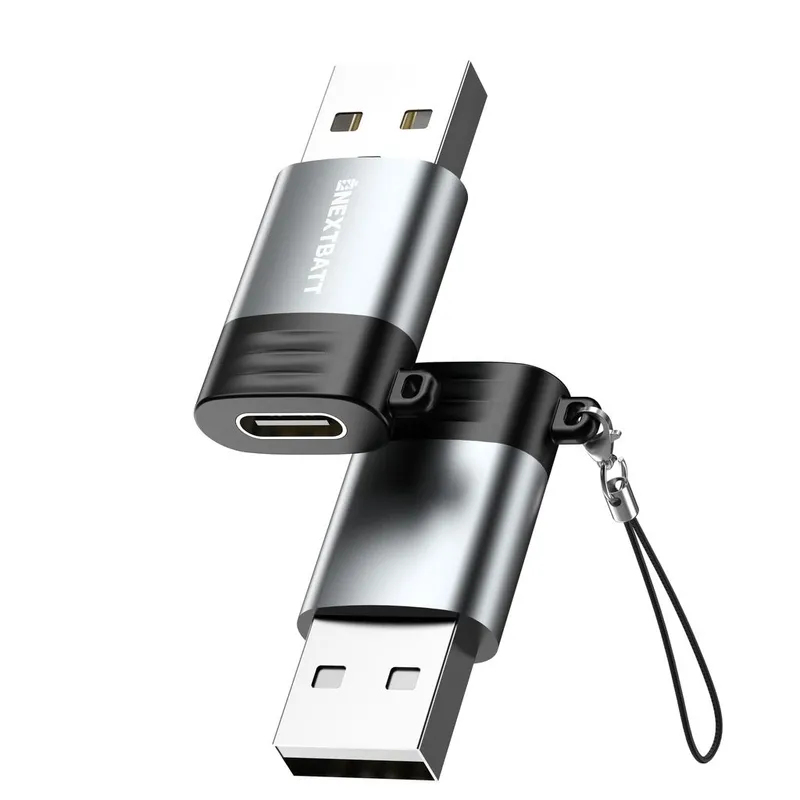 Alternativ bild 0 för NEXTBATT USB-C hona USB-A 2.0-adapter - Svart/Grå