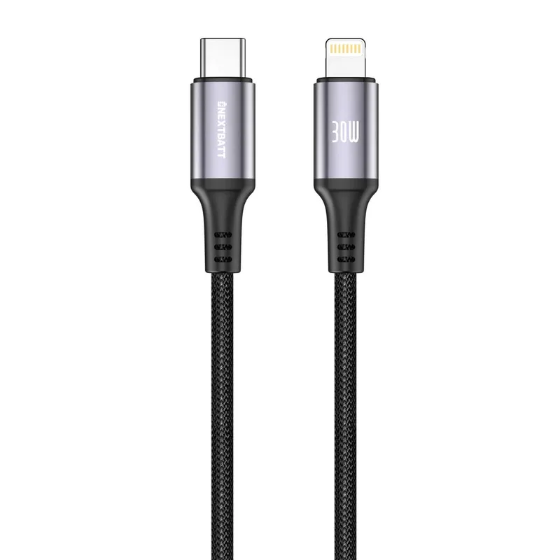 Alternativ bild 0 för NEXTBATT USB-C till Lightning kabel 30W, 3A, 1m - Svart