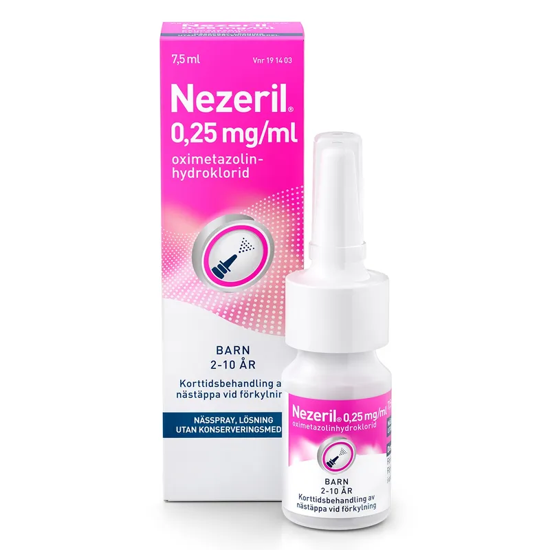 Bild 2 för Nezeril, nässpray, lösning 0,25 mg/ml 7,5 ml - utan konserveringsmedel