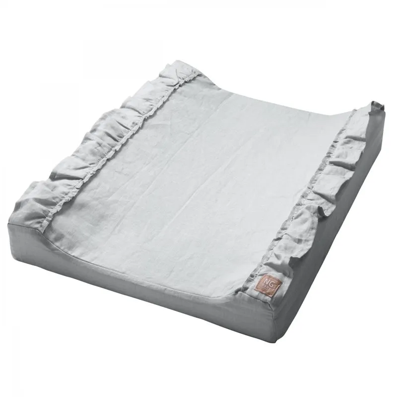 Alternativ bild 0 för NG Baby skötbädd linne med volang, light grey, Light grey volang