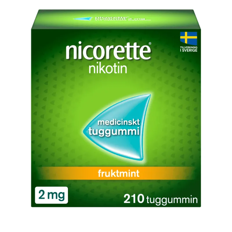 Bild 1 för Nicorette Fruktmint, medicinskt tuggummi 2 mg 210 st