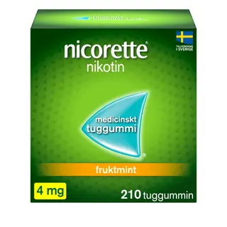 Produktfoto för Nicorette Fruktmint, medicinskt tuggummi 4 mg 210 st