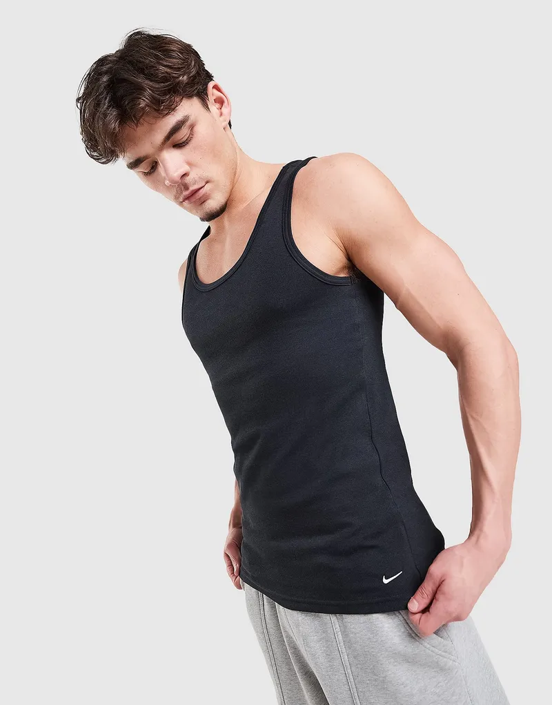 Alternativ bild 0 för Nike 2P Essential Cotton Tank Top Svart bomull Large Herr