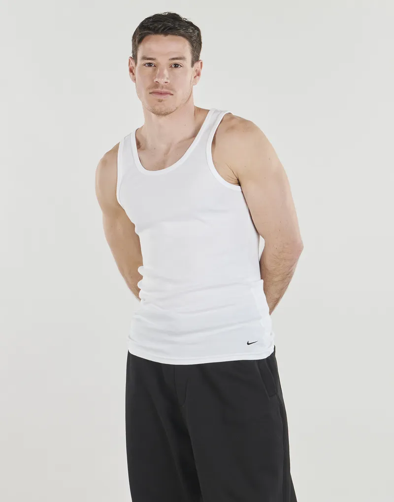 Bild 3 för Nike 2P Essential Cotton Tank Top Vit bomull Small Herr