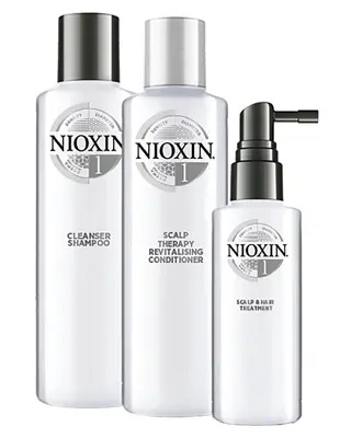 Produktfoto för Nioxin Loyalty Kit System 1 för obehandlat naturligt tunt hår 300+300+100 ml