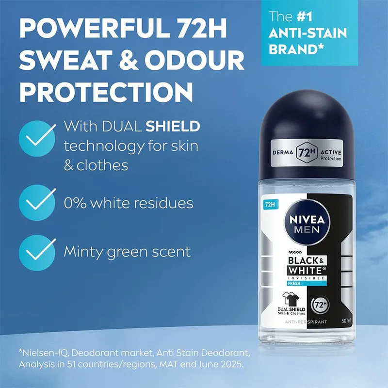 Bild 2 för NIVEA Black & White Fresh Roll On 50 ml