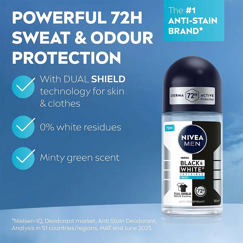 Bild 2 för NIVEA Black & White Fresh Roll On 50 ml