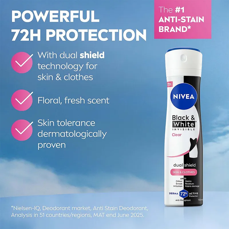 Bild 2 för NIVEA Black & White Original Spray 150 ml