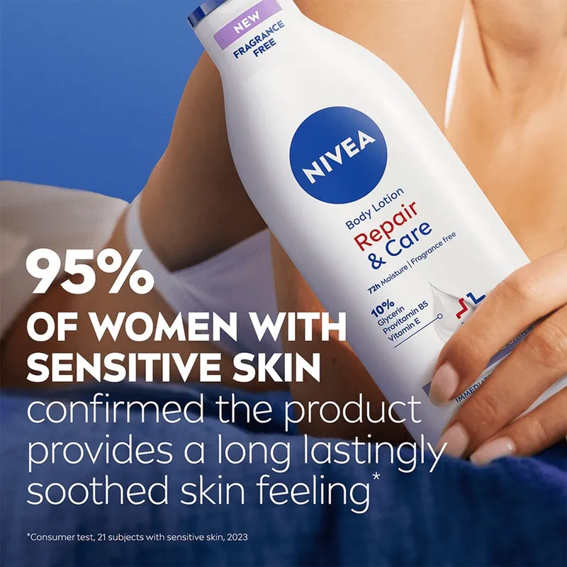 Bild 5 för NIVEA Body Lotion Repair & Care Dry & Sensitive Skin 400ml
