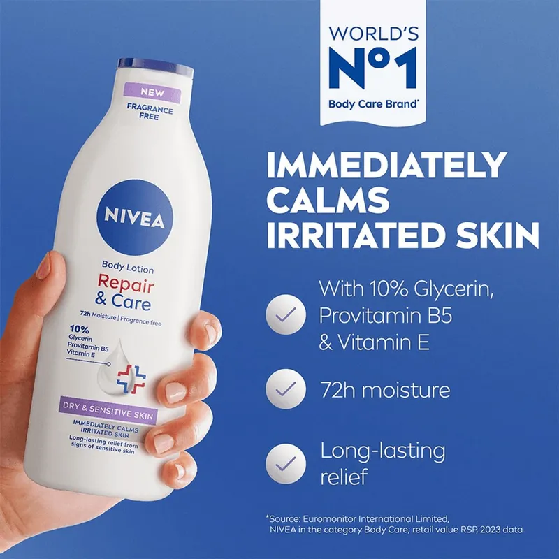 Bild 7 för NIVEA Body Lotion Repair & Care Dry & Sensitive Skin 400ml