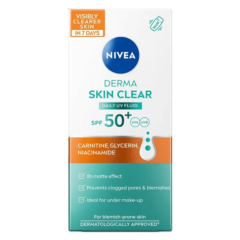 Bild 3 för NIVEA Derma Skin Clear Daily UV Fluid SPF50+ 40ml