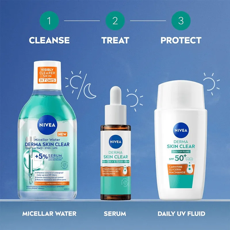 Bild 5 för NIVEA Derma Skin Clear Daily UV Fluid SPF50+ 40ml