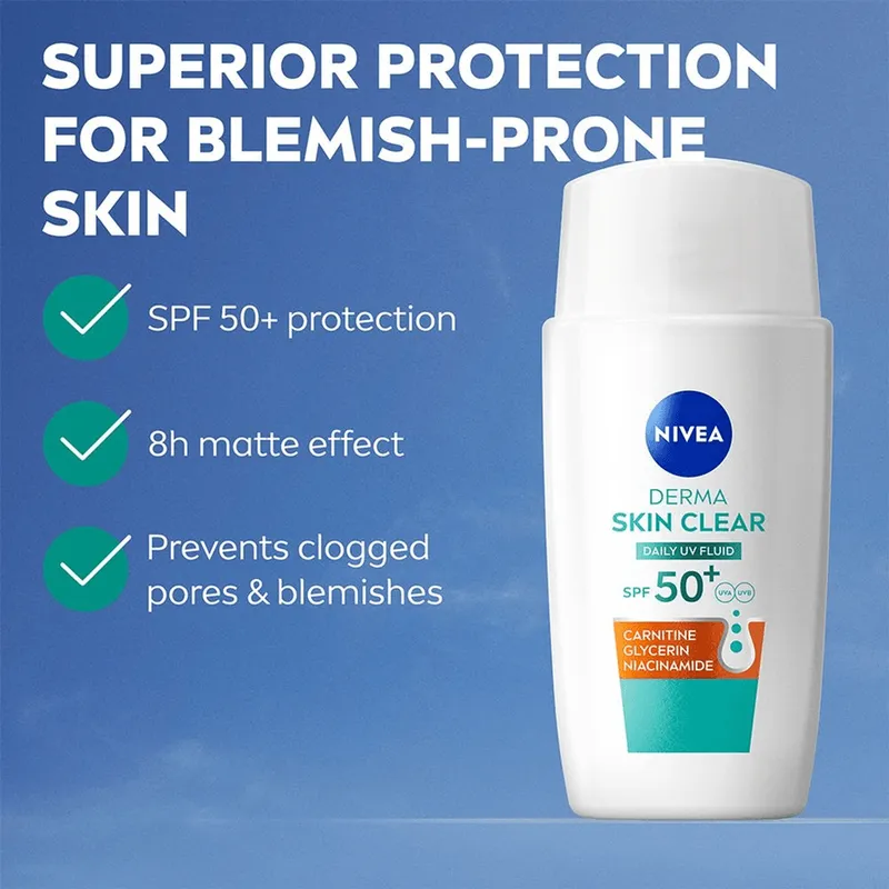 Bild 9 för NIVEA Derma Skin Clear Daily UV Fluid SPF50+ 40ml