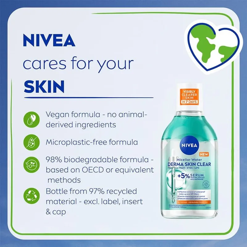 Bild 2 för Nivea DERMA Skin Clear Serum-Infused Micellar Water 400ml