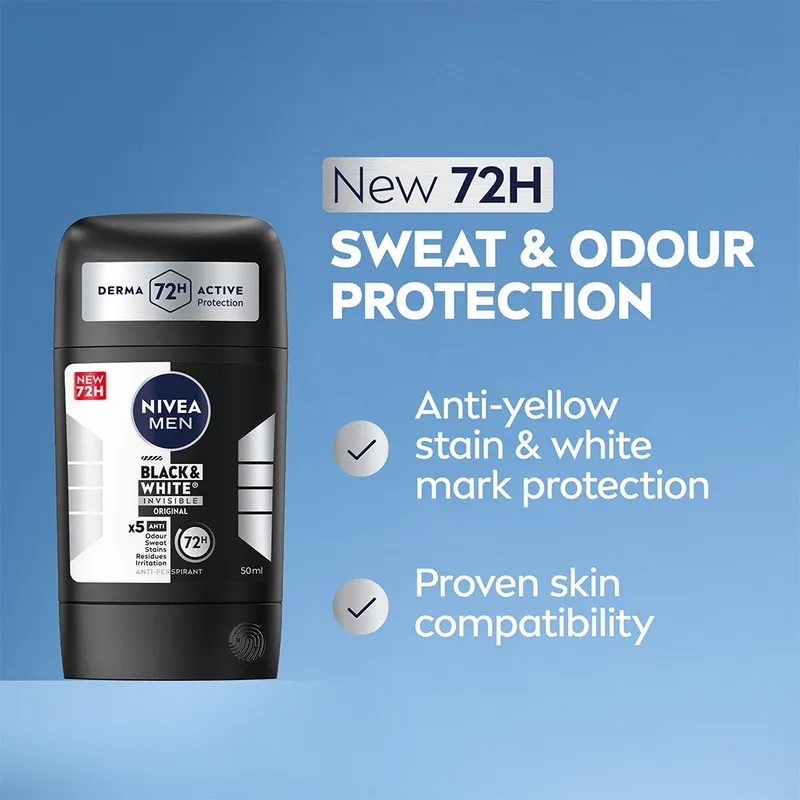 Bild 2 för NIVEA For Men Black & White Anti-Perspirant Stick 50 ml