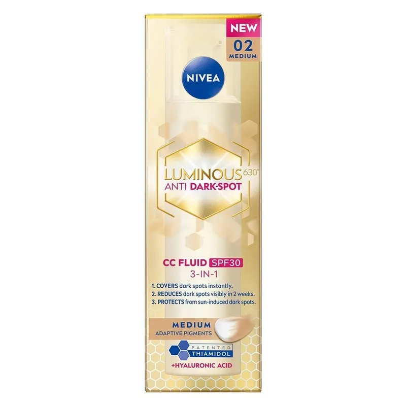 Bild 2 för NIVEA Luminous 630 Anti Dark-Spot CC Fluid 3-in-1 Medium SPF30 40 ml