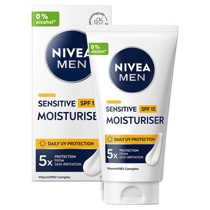 Bild 2 för NIVEA MEN Ansiktskräm Sensitive Moisturiser SPF15 75 ml
