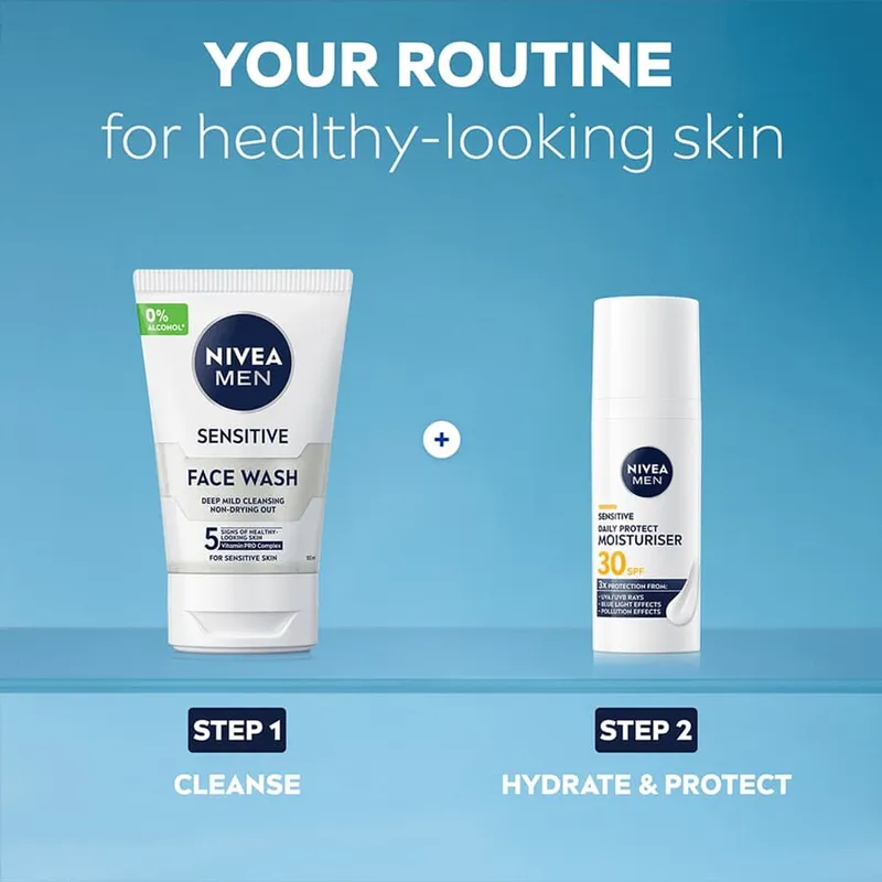 Bild 4 för Nivea Men Sensitive Daily Protect Moisturiser SPF30 50ml
