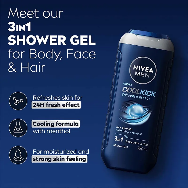 Bild 2 för NIVEA MEN Shower Cool Kick - 250 ml