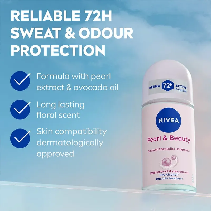 Bild 2 för NIVEA Pearl & Beauty Roll-On Deodorant - 50 ml